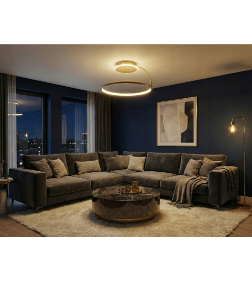 Nowoczesna złota lampa sufitowa Wobako żyrandol LED PLAFON Ring okrąg mocna | Wobako