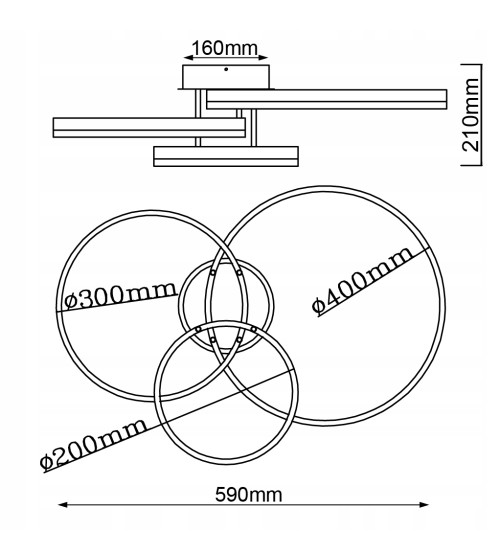 Lampa żyrandol LED pilot Tuya okrąg 20/30/40cm ring sufit plafon Wobako