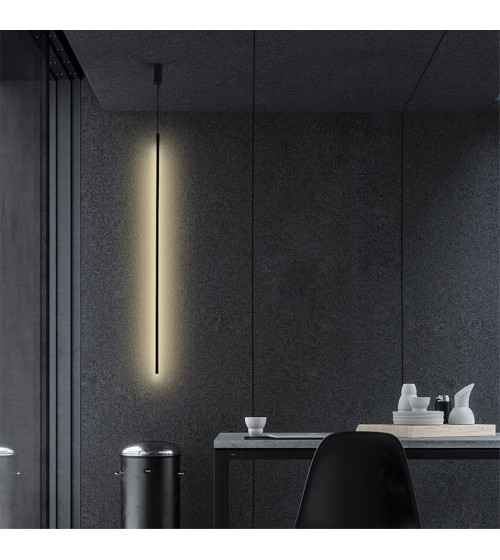 MONAKO TUBE | Czarna pionowa lampa wisząca LED 80 cm – nowoczesna liniowa