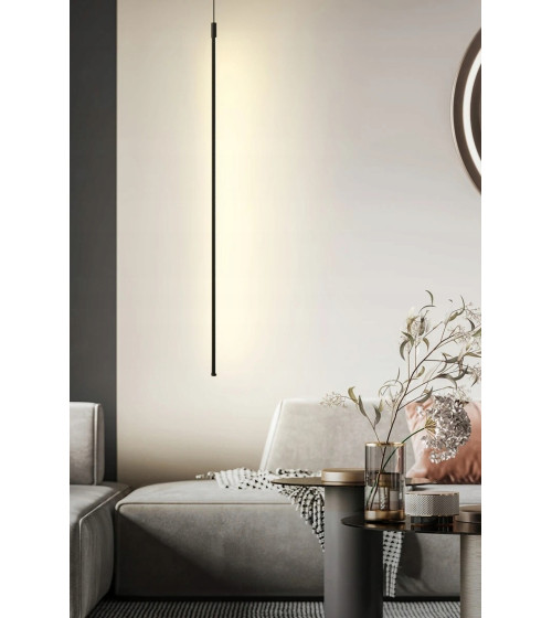 MONAKO TUBE | Czarna pionowa lampa wisząca LED 80 cm – nowoczesna liniowa