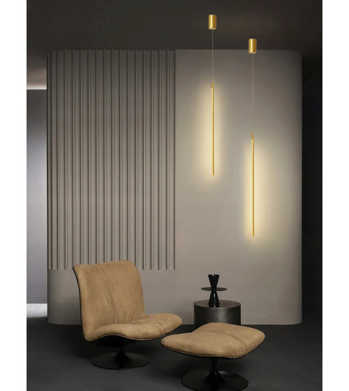 MONAKO TUBE Złota | Pionowa lampa wisząca LED 82 cm – nowoczesna liniowa tuba