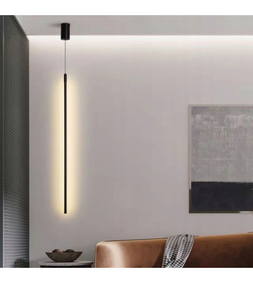 MONAKO TUBE | Czarna pionowa lampa wisząca LED 80 cm – nowoczesna liniowa