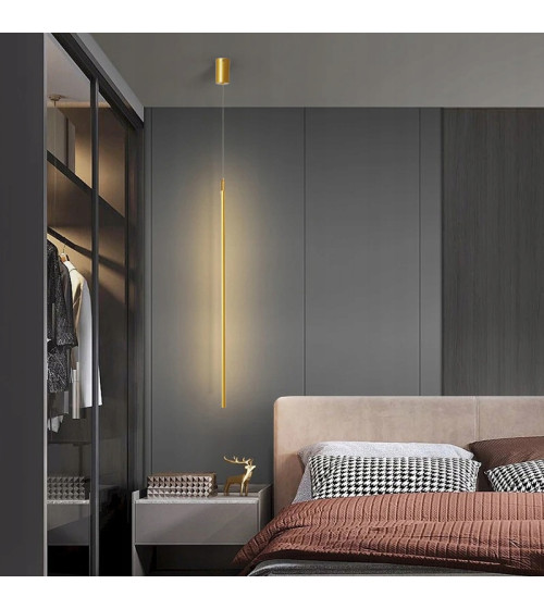 MONAKO TUBE Złota | Pionowa lampa wisząca LED 82 cm – nowoczesna liniowa tuba