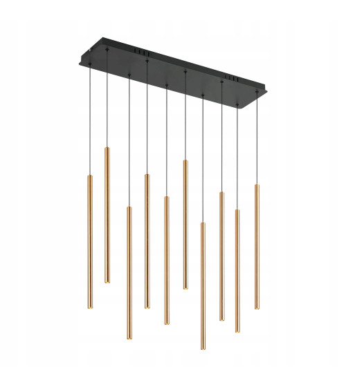 Lampa wisząca LED NANO Slim nad stół | Pionowe złote tuby do jadalni