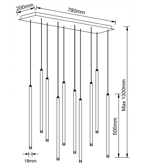 Lampa wisząca LED długa nad stół rurki Nano Slim nowoczesna do jadalni tuby