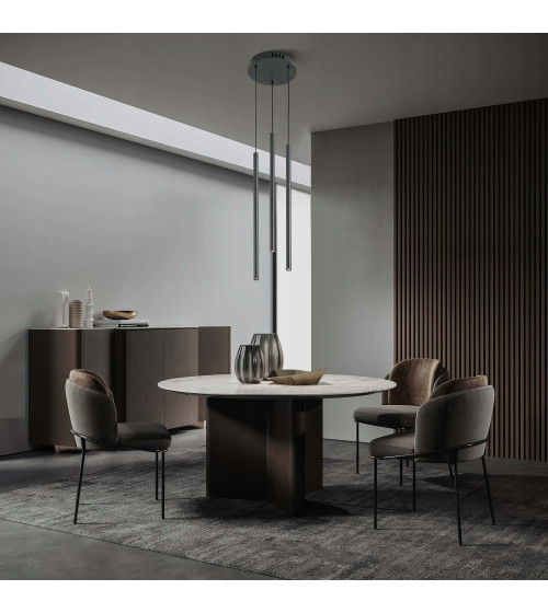 NANO SLIM 3 czarna lampa wisząca LED nad stół | Pionowe tuby do sypialni