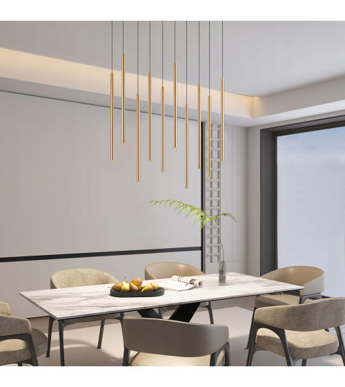 Lampa wisząca LED długa nad stół rurki Nano Slim nowoczesna do jadalni tuby