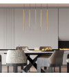 Lampa wisząca LED NANO Slim nad stół | Pionowe złote tuby do jadalni