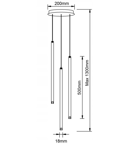 NANO SLIM 3 czarna lampa wisząca LED nad stół | Pionowe tuby do sypialni