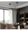 NANO SLIM 2 czarno‑złota lampa wisząca LED nad stół | Pionowe tuby do sypialni