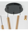 NANO SLIM 3 czarno‑złota lampa wisząca LED nad stół | Pionowe tuby do jadalni