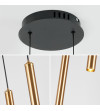 NANO SLIM 2 czarno‑złota lampa wisząca LED nad stół | Pionowe tuby do sypialni
