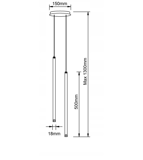 NANO SLIM 2 czarno‑złota lampa wisząca LED nad stół | Pionowe tuby do sypialni