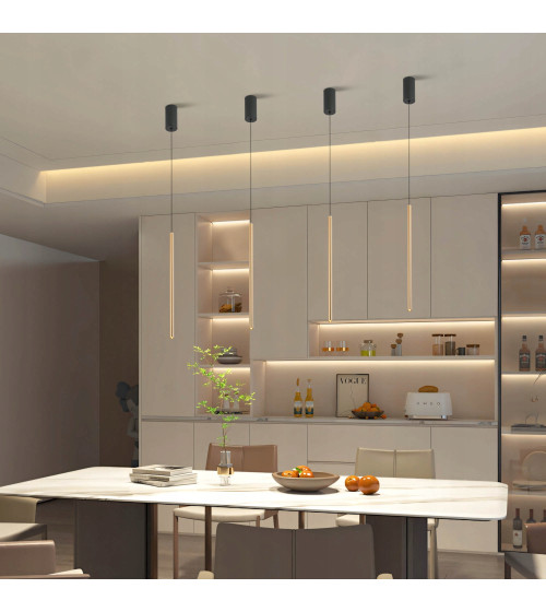 Lampa wisząca LED długa nad stół rurki Nano Slim nowoczesna do jadalni tuby