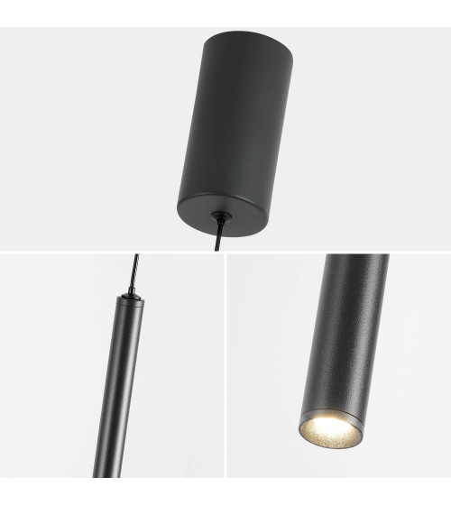 NANO SLIM 1 czarna lampa wisząca LED nad stół | Pojedyncza pionowa tuba do jadalni