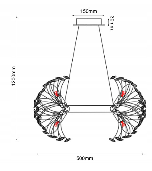 Mona R50 złota lampa kryształowa wisząca | Glamour żyrandol E14 nad stół do jadalni