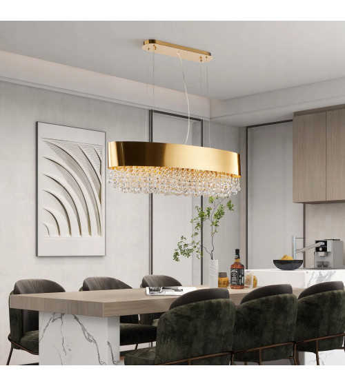 Lampa wisząca nad stół 80cm LED Kryształ Nowoczesna Żyrandol złoty kuchnia