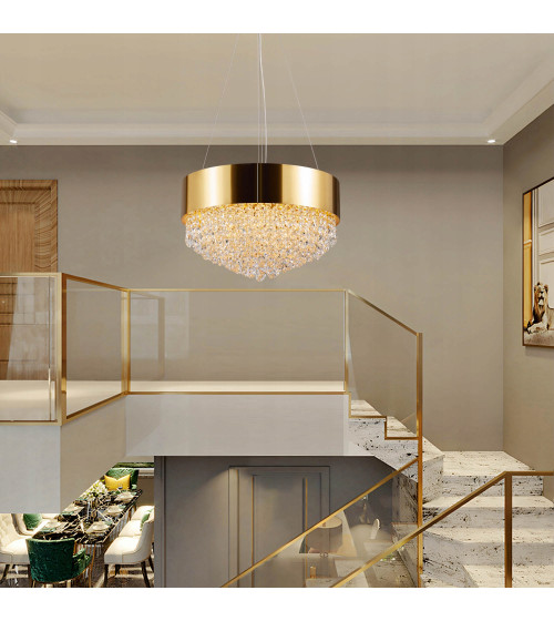 Lampa wisząca nad stół 50cm LED Kryształ Nowoczesna Żyrandol złoty kuchnia