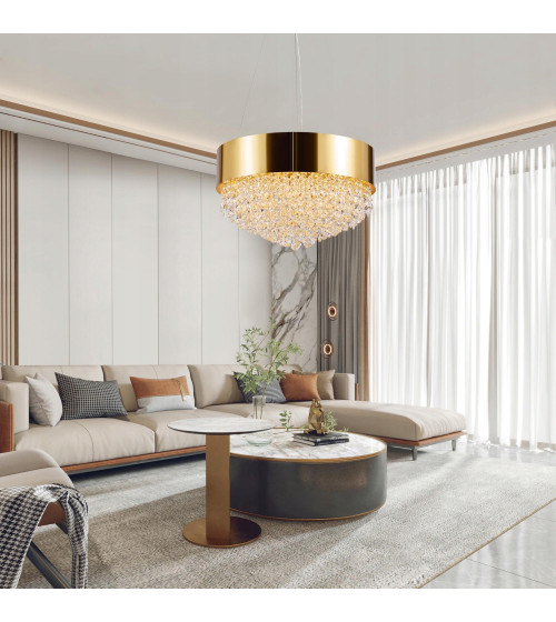 Lampa wisząca nad stół 50cm LED Kryształ Nowoczesna Żyrandol złoty kuchnia