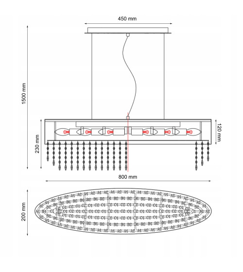 Lampa wisząca nad stół 80cm LED Kryształ Nowoczesna Żyrandol złoty kuchnia