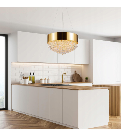 Lampa wisząca nad stół 50cm LED Kryształ Nowoczesna Żyrandol złoty kuchnia