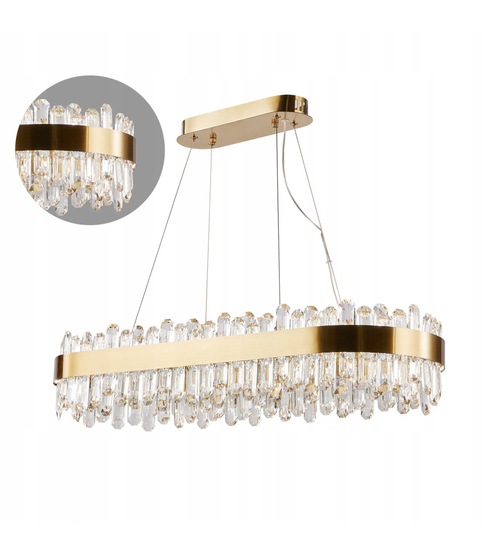 Lampa wisząca nad stół 80cm LED Kryształ Nowoczesna Żyrandol złoty kuchnia