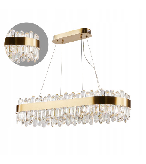 Lampa wisząca nad stół 80cm LED Kryształ Nowoczesna Żyrandol złoty kuchnia