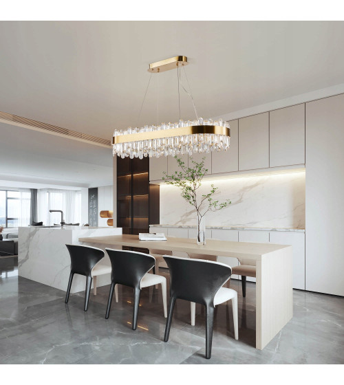 Lampa wisząca nad stół 80cm LED Kryształ Nowoczesna Żyrandol złoty kuchnia