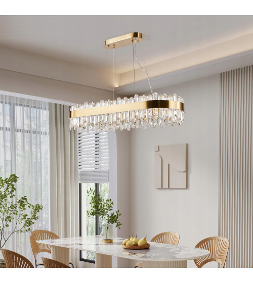 Lampa wisząca nad stół 80cm LED Kryształ Nowoczesna Żyrandol złoty kuchnia