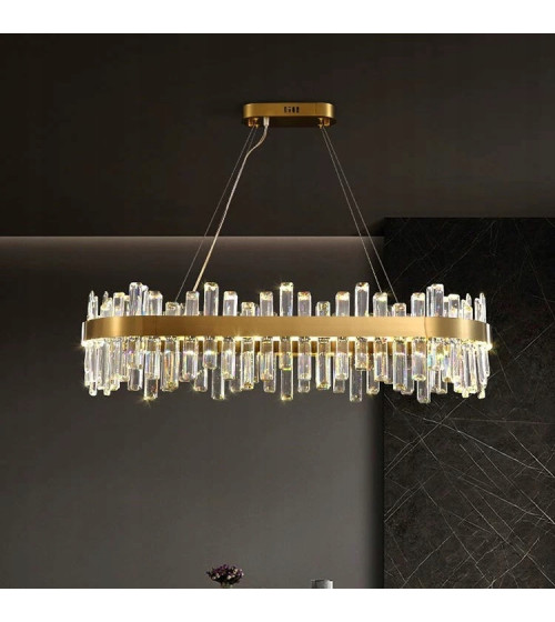 Lampa wisząca nad stół 80cm LED Kryształ Nowoczesna Żyrandol złoty kuchnia