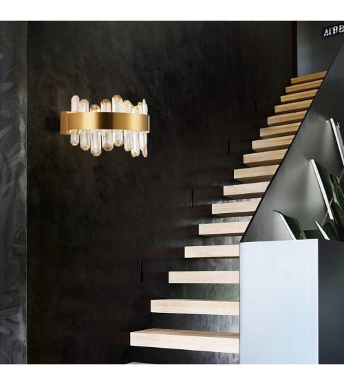 Kinkiet ścienny LED CRISTA złoty nowoczesny z kryształem 3 barwy światła