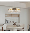 Lampa wisząca ring nad stół 50cm LED Kryształ GLAMUR Żyrandol złoty kuchnia