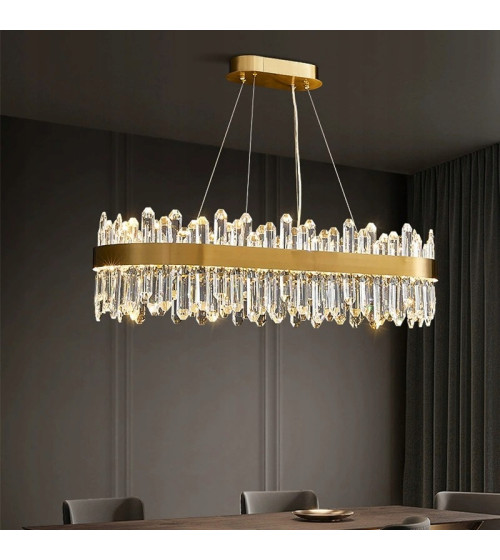 Lampa wisząca nad stół 80cm LED Kryształ Nowoczesna Żyrandol złoty kuchnia