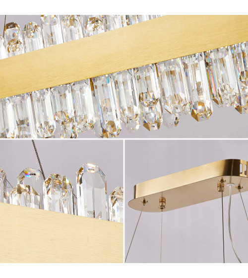 Lampa wisząca nad stół 80cm LED Kryształ Nowoczesna Żyrandol złoty kuchnia