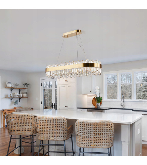 Lampa wisząca nad stół 80cm LED Kryształ Nowoczesna Żyrandol złoty kuchnia