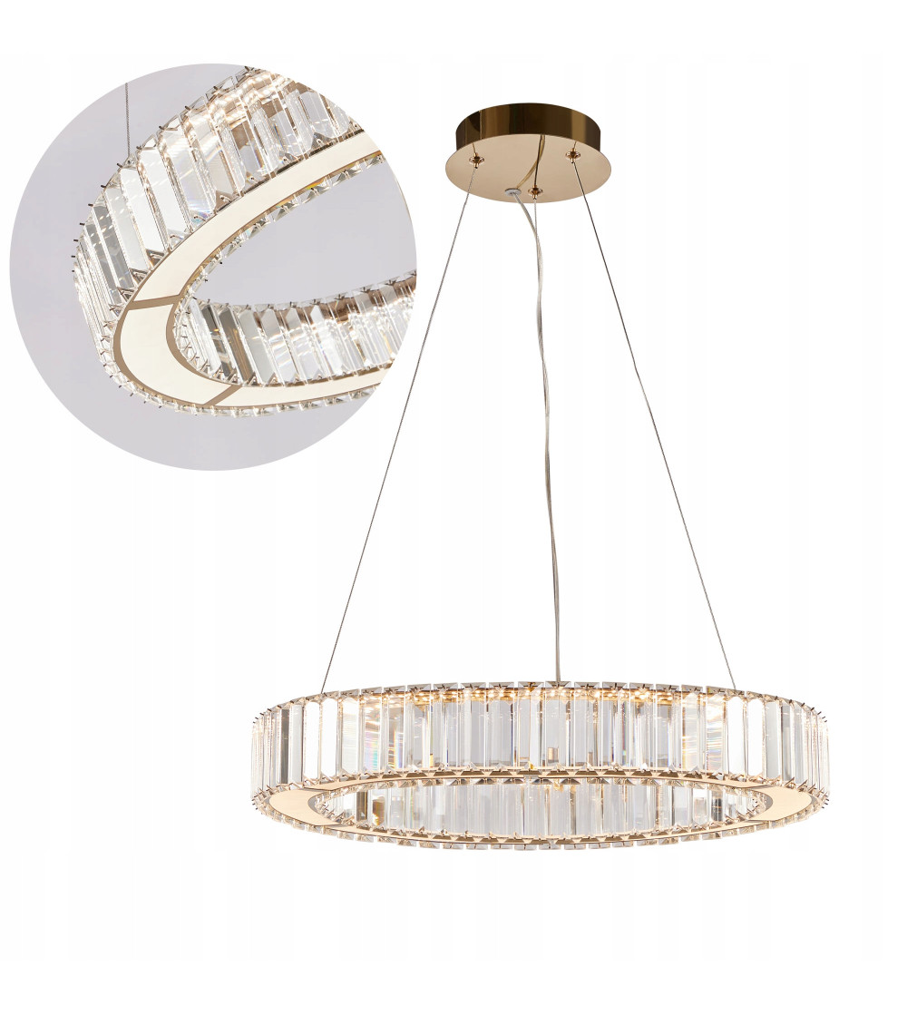 Lampa wisząca sufitowa kryształowa złota 50cm LED glamour nad stół jadalnia