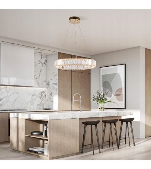 Lampa wisząca sufitowa kryształowa złota 50cm LED glamour nad stół jadalnia