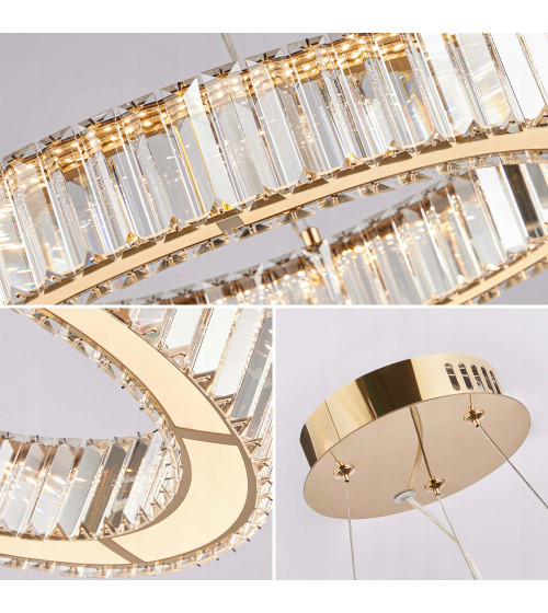 Lampa wisząca sufitowa kryształowa złota 50cm LED glamour nad stół jadalnia