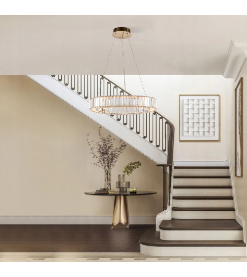 Lampa wisząca sufitowa kryształowa złota 50cm LED glamour nad stół jadalnia