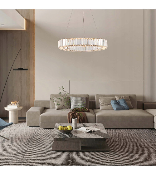 Lampa wisząca sufitowa kryształowa złota 50cm LED glamour nad stół jadalnia