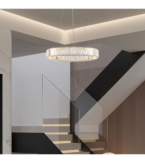 Lampa wisząca sufitowa kryształowa złota 50cm LED glamour nad stół jadalnia