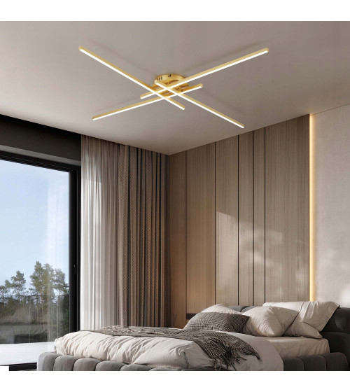 Lampa sufitowa LED regulacja 120cm żyrandol SALON kuchnia loft Plafon złoty