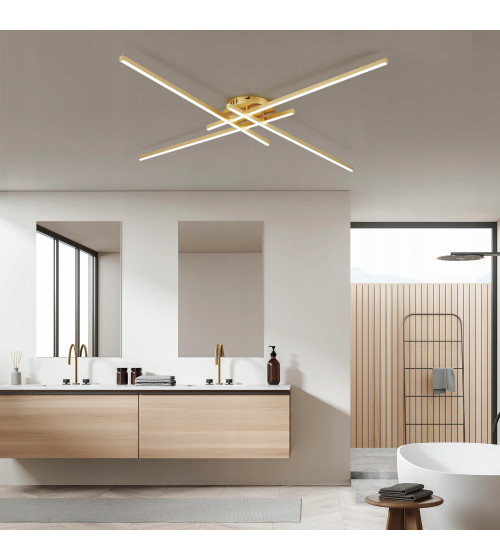 Lampa sufitowa LED regulacja 120cm żyrandol SALON kuchnia loft Plafon złoty