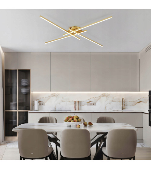 Lampa sufitowa LED regulacja 120cm żyrandol SALON kuchnia loft Plafon złoty