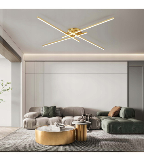 Lampa sufitowa LED regulacja 120cm żyrandol SALON kuchnia loft Plafon złoty