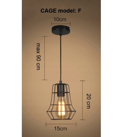 Lampa wisząca metalowa Cage F z linii Loft Industrial | E27
