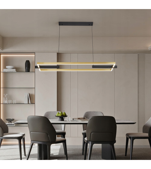 Lampa wisząca żyrandol EXON R prostokąt nad stół nowoczesna LED biuro 120cm