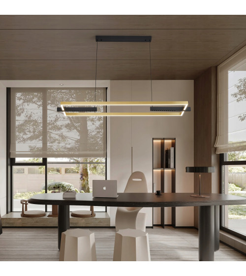 Lampa wisząca żyrandol EXON R prostokąt nad stół nowoczesna LED biuro 120cm