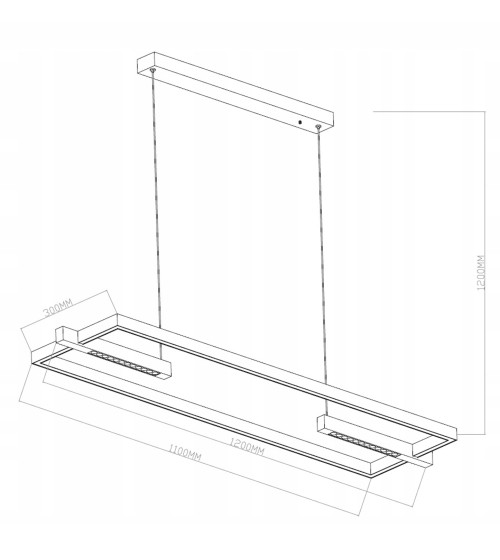 Lampa wisząca żyrandol EXON prostokąt nad stół nowoczesna LED biuro 120cm