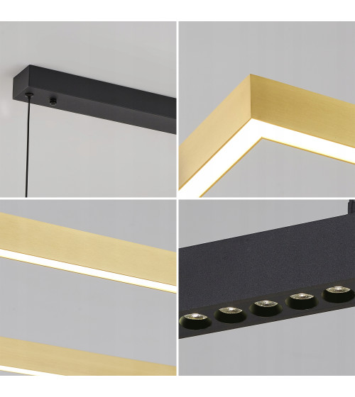 Lampa wisząca żyrandol EXON R prostokąt nad stół nowoczesna LED biuro 120cm